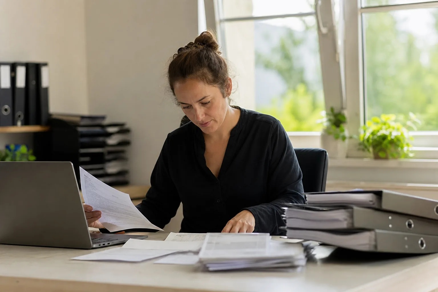 Arbeitsplatz mit Honorarübersicht, Buchungsbelegen und Lehrauftragsakten
